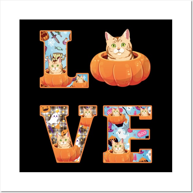 Cute Cat Pumpkin Halloween Costume Wall Art by Pelman